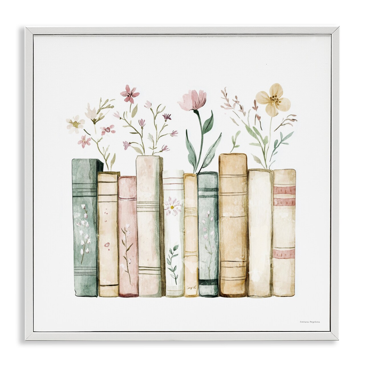 Stupell Industries Floral Stories Library Framed Giclee, design by Svetlana Aleynikova
